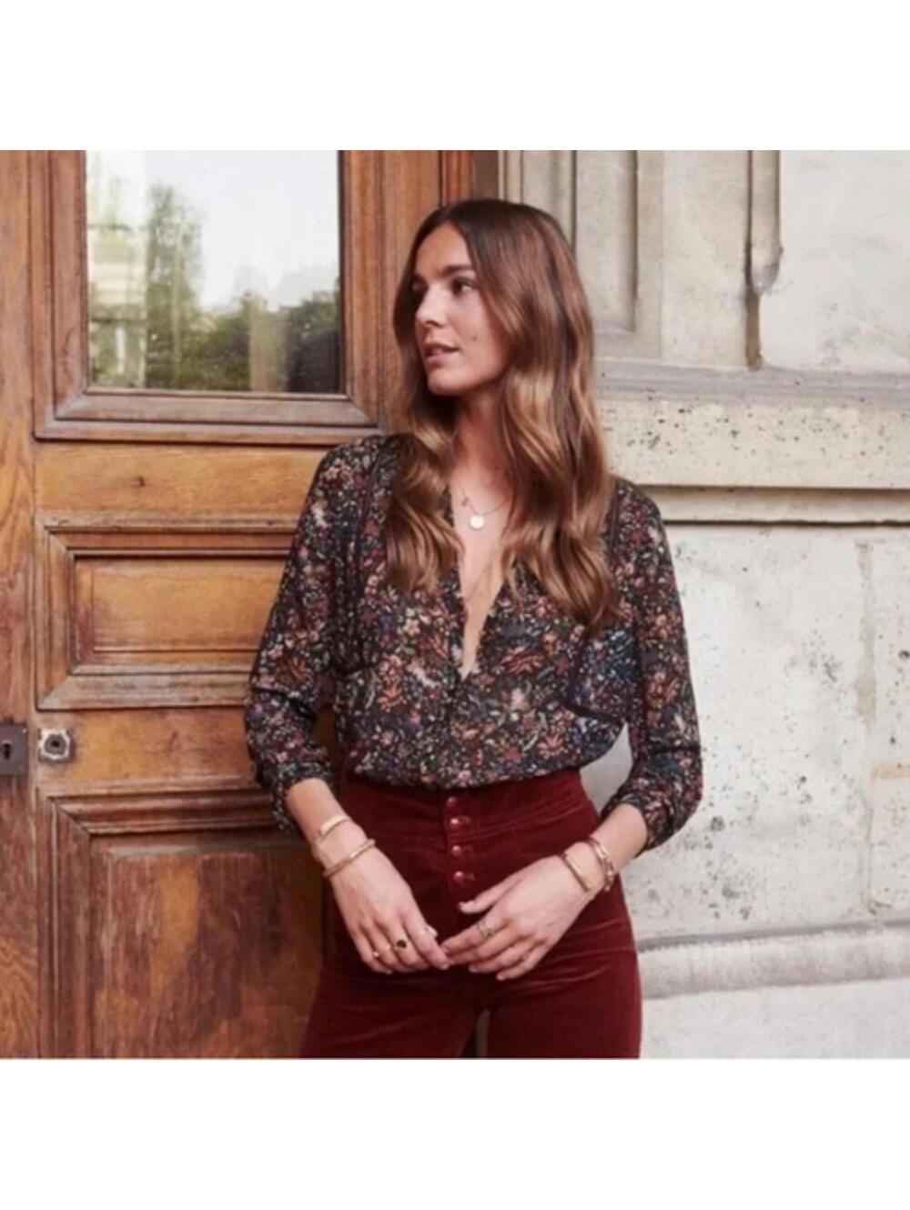 Sezane chemise sixtine blouse size 38 us6 Floral new with tags